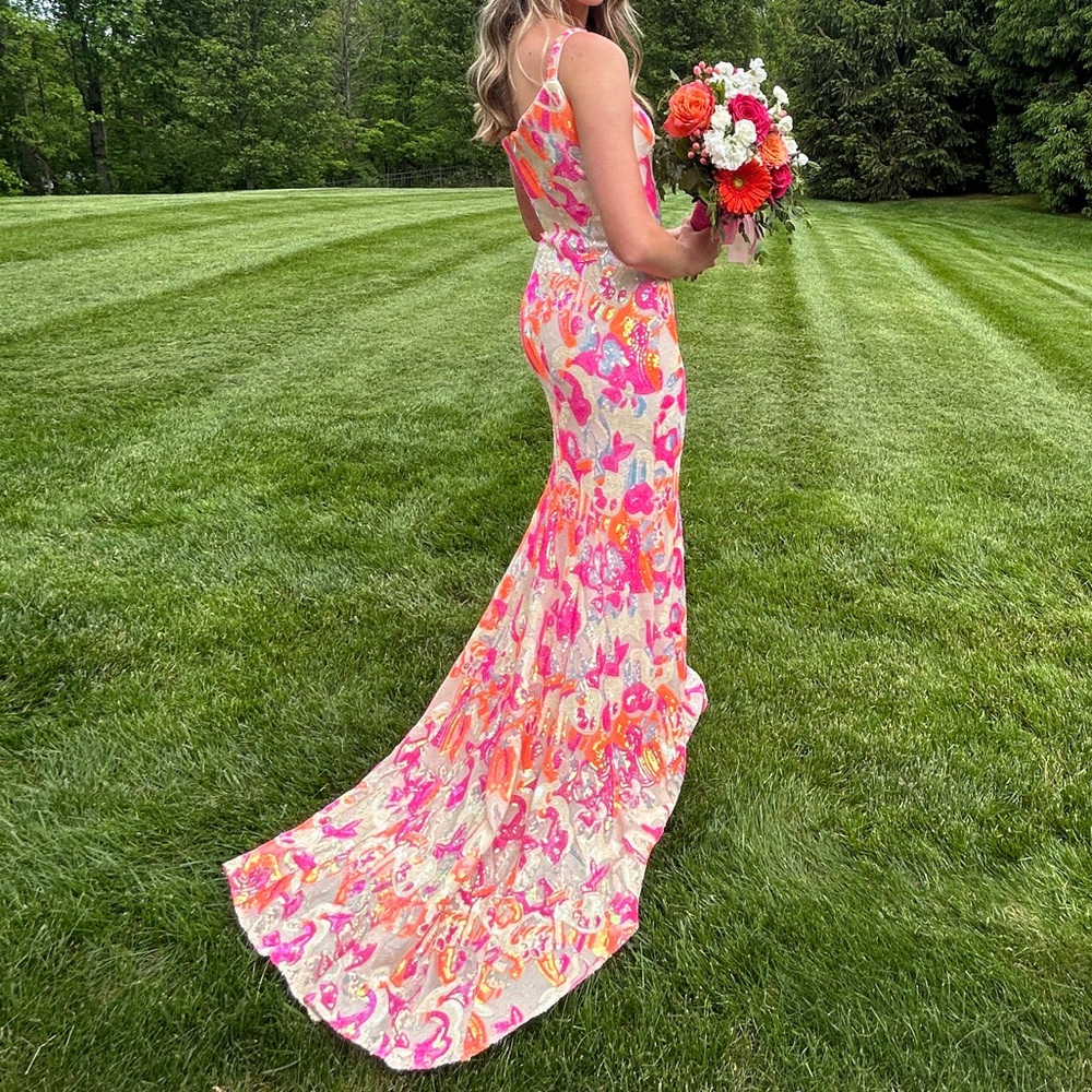 Jovani 26131 Pink/Orange Prom Dress Size 00 - Picture 2 of 10